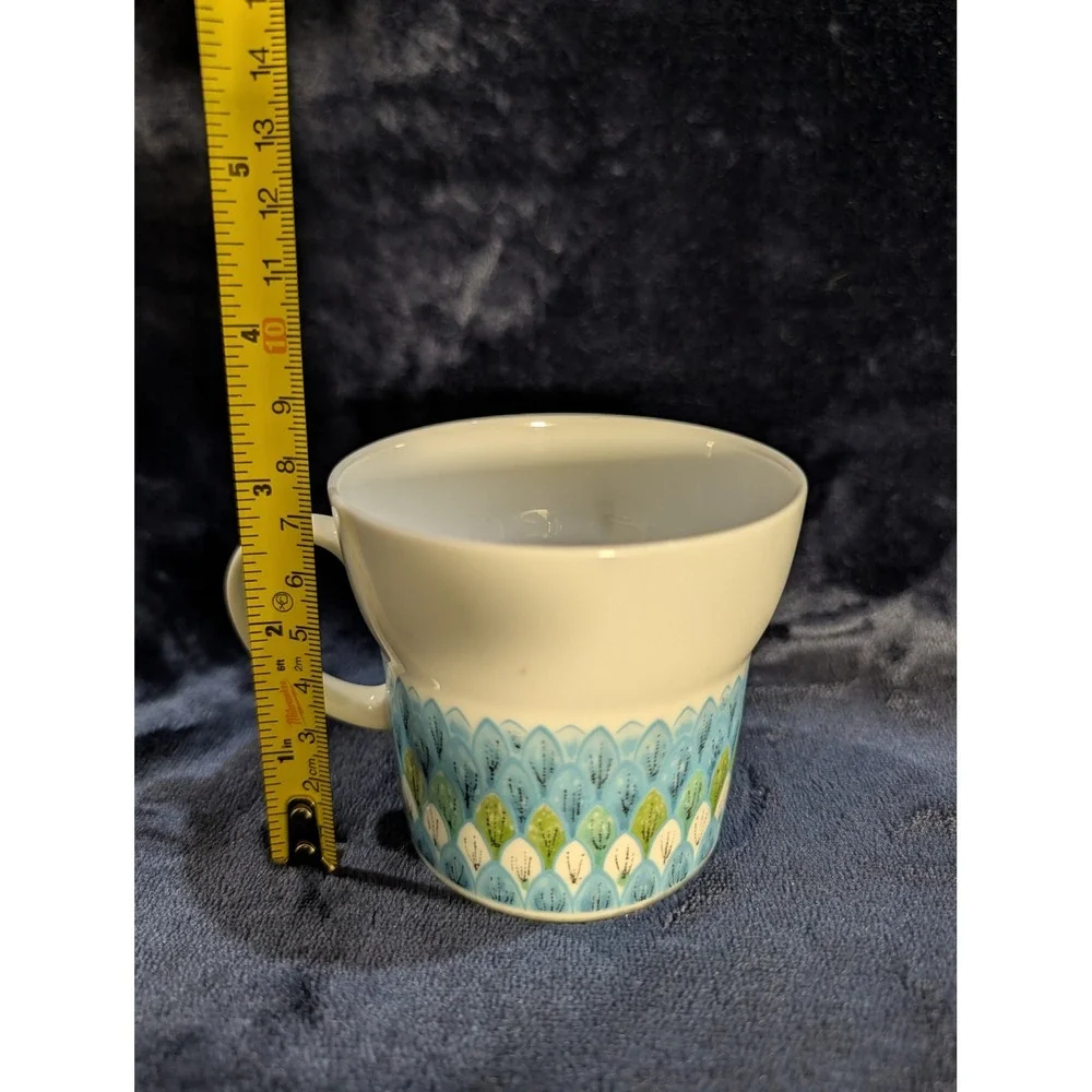 Noritake Younger Image Bahama Coffee Cups Saucers Set of 2 Blue Green Floral MCM - Picture 9 of 10